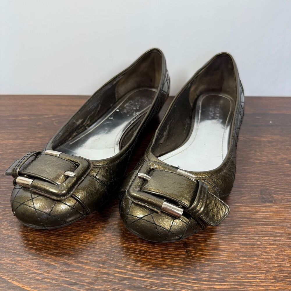 Franco Sorto Women’s green gold metallic flat L Chord size 9.5